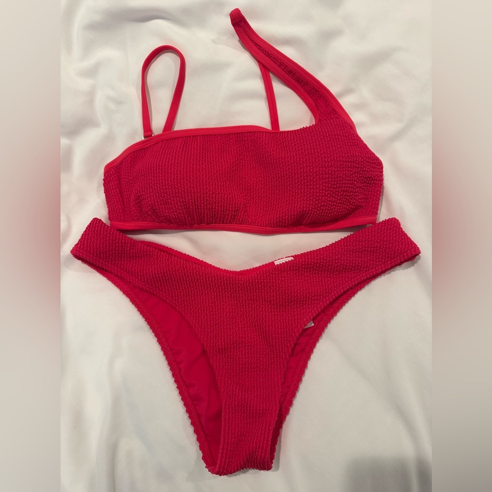 Abercrombie & Fitch Red Textured Bikini